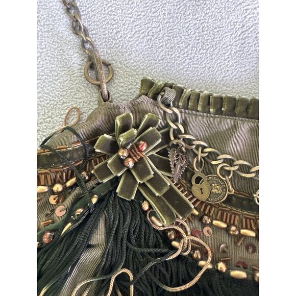 Decorative Vintage Purse Handbag Queen Elizabeth Charm Embellish Chain  Velvet - Picture 8 of 8